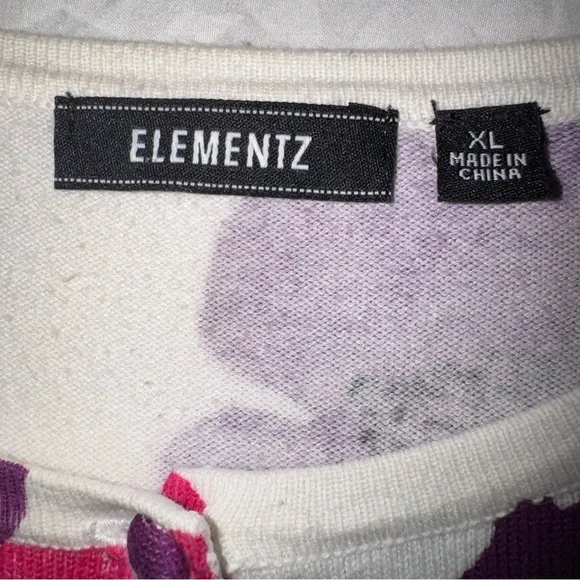 Elementz Women's Button Down Shirt - Pink, Purple, Black Floral - Picture 7 of 10